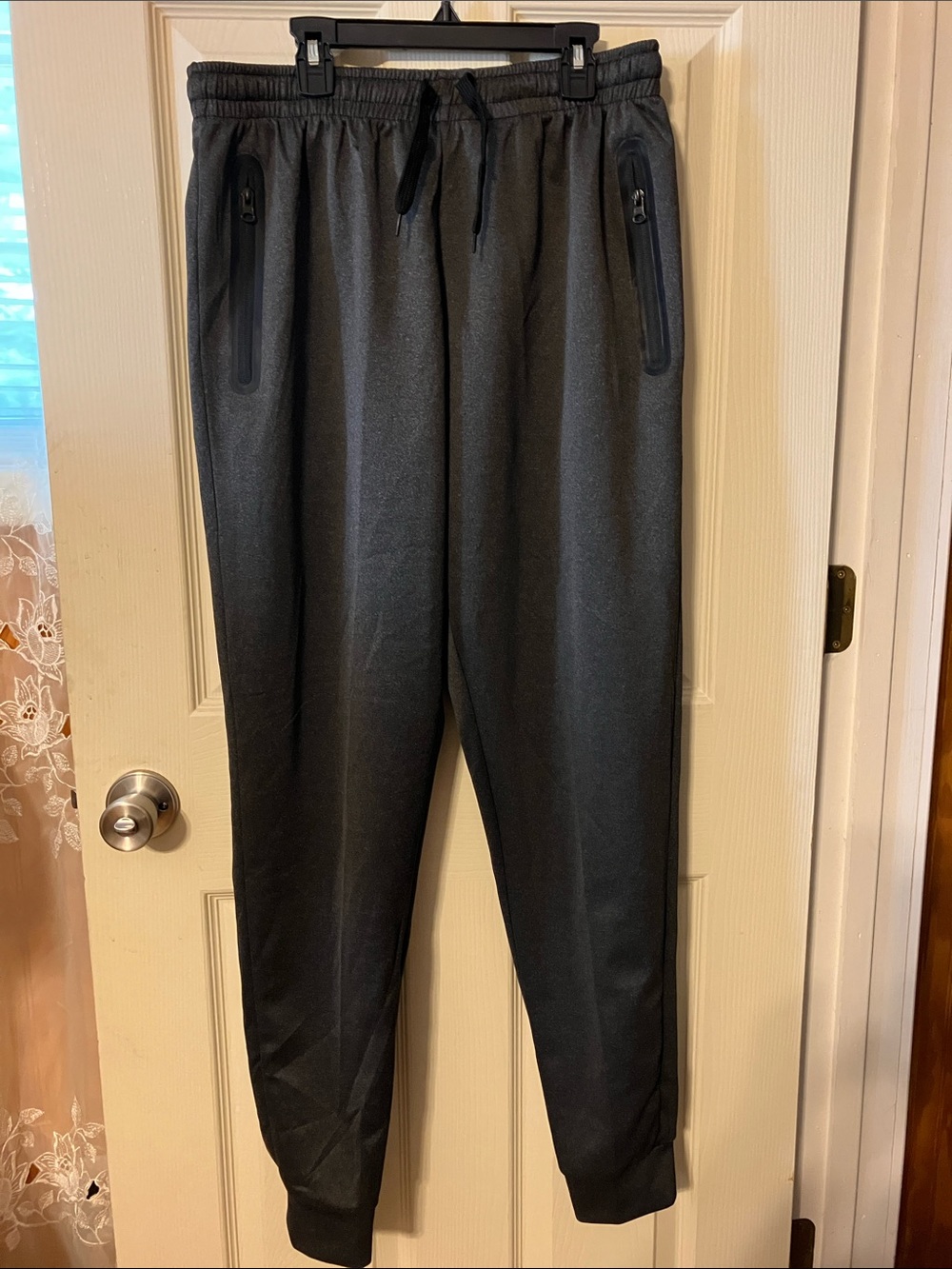 Men's Black Athletic Joggers with Zip Pockets